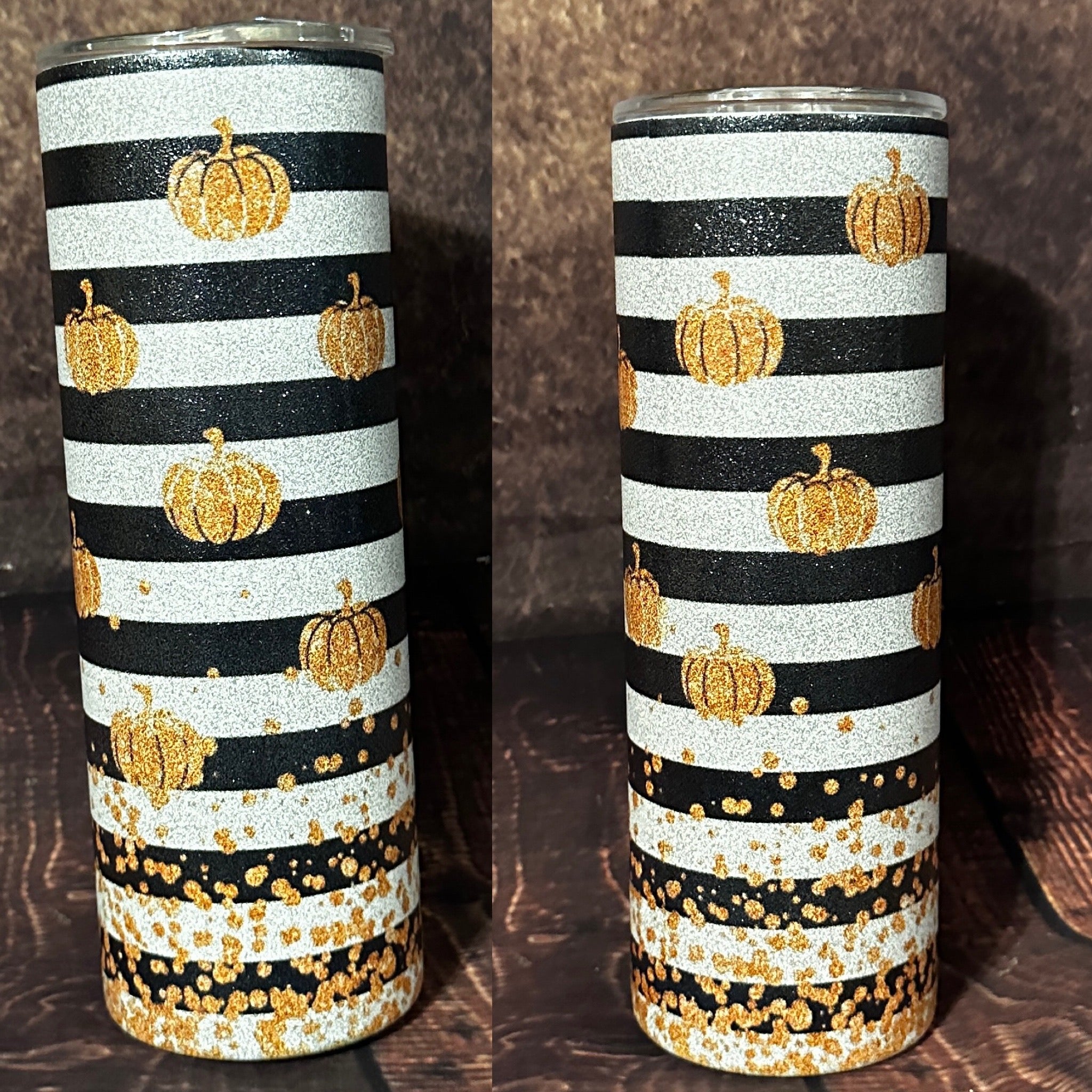 Gold Pumpkin Glitter Tumbler
