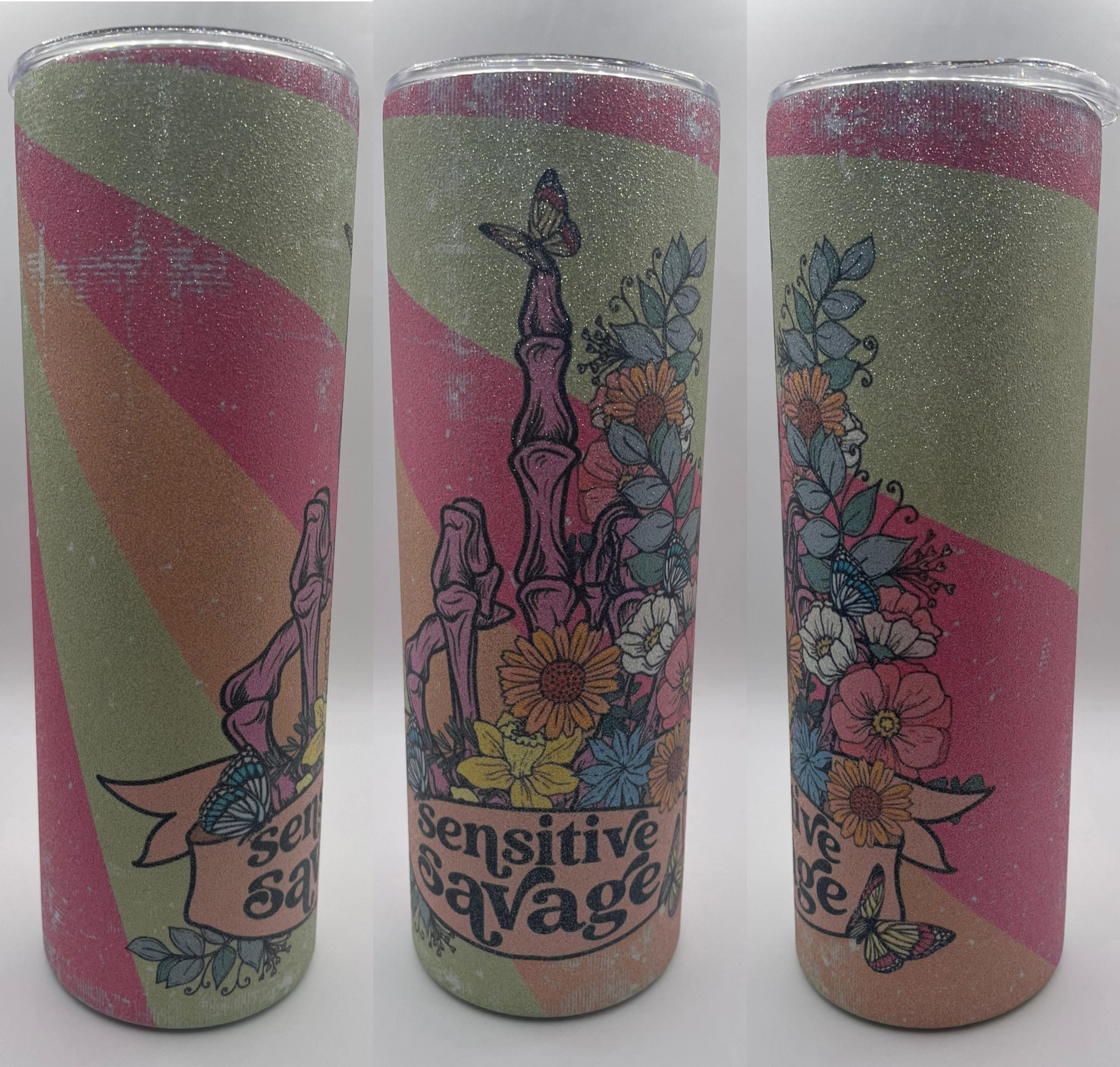 Sensitive Savage Glitter Tumbler