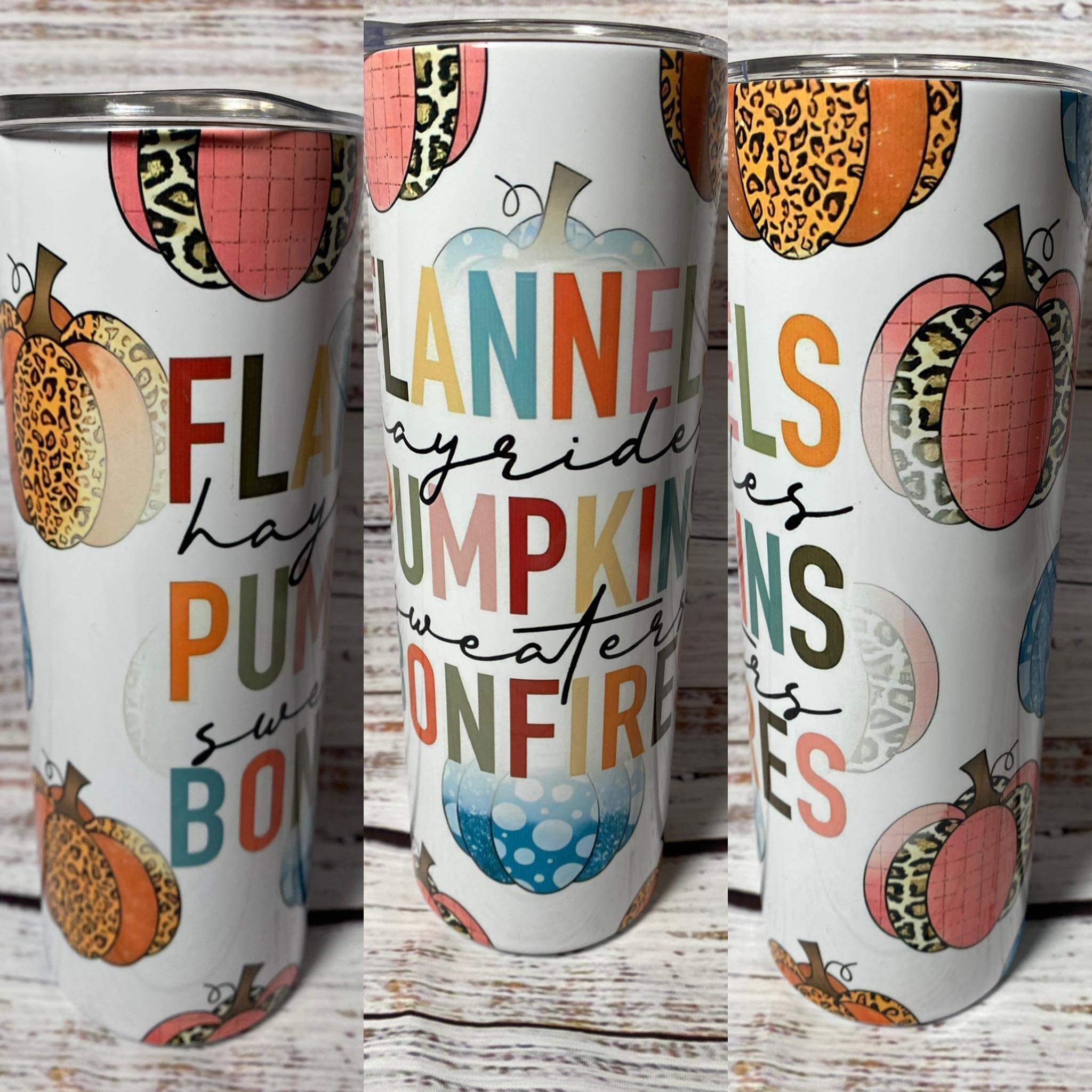 Flannels Pumpkins Bonfires Tumbler